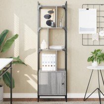 Bookcase with Doors Grey Sonoma 76.5x30x154.5 cm Engineered Wood