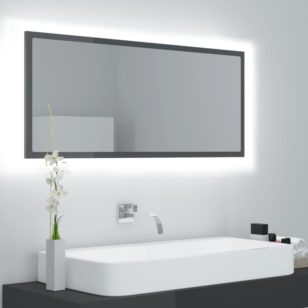 LED-Badspiegel Hochglanz-Schwarz 100x8,5x37 cm Acryl