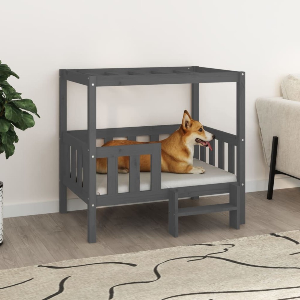 Dog Bed Grey 105.5 x 83.5 x 100 cm Solid Wood Pine