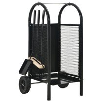 Firewood Cart Black 30x35x81 cm Steel