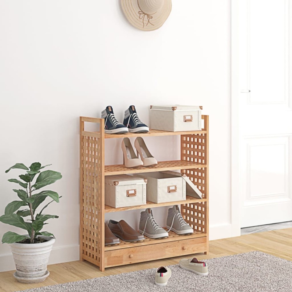 Shoe Rack with Drawer 70x27x81 cm Solid Wood Walnut