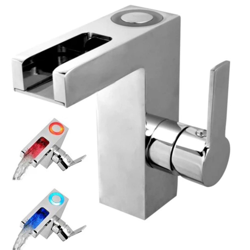 SCH TTE LED Basin Mixer Tap with Waterfall Spout ORINOCO Chrome