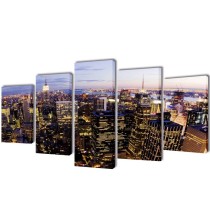 Canvas Wall Print Set Monochrome New York Skyline 200 x 100 cm