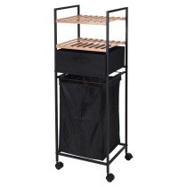 Bathroom Solutions Storage Rack with 2 Shelves and Laundry Basket Bamboo 89.5 cm