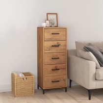 Chest of Drawers Black 42x35x110 cm Solid Pinewood