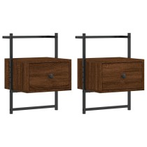 Bedside Cabinets Wall-mounted 2 pcs Smoked Oak 35x30x51 cm Engineered Wood