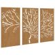 Garden Wall Decorations 3 pcs 105x55 cm Corten Steel Tree Design