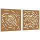 Garden Wall Decorations 2 pcs 55x55 cm Corten Steel Rose Design
