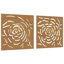 Garden Wall Decorations 2 pcs 55x55 cm Corten Steel Rose Design