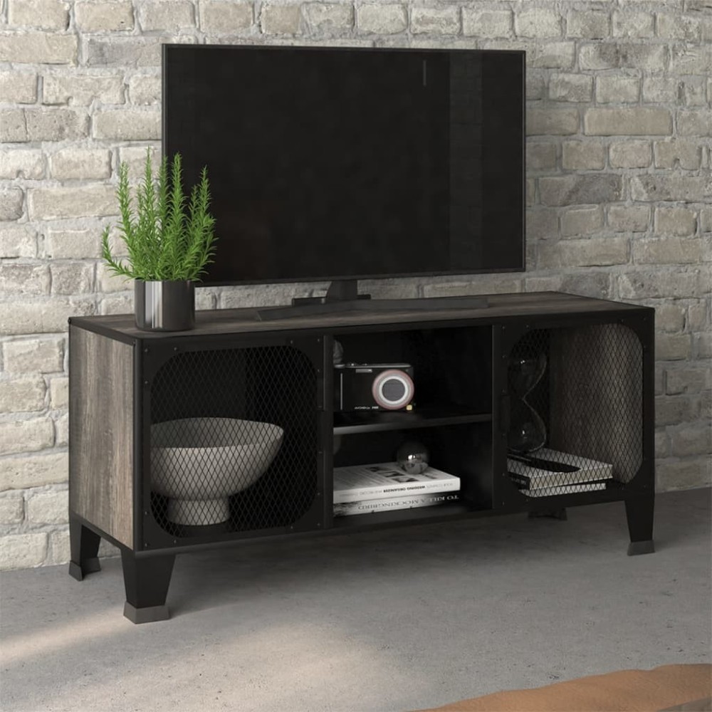 TV Cabinet Rustic Brown 105x36x47 cm Metal and MDF