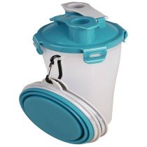 FLAMINGO 2-in-1 Pet Traveling Cup for Water/Food Trinka Blue and Grey