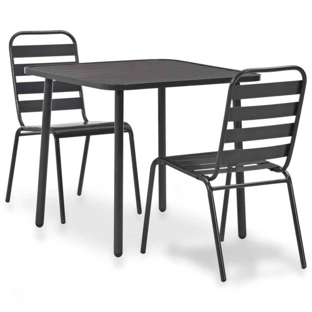 5 Piece Outdoor Dining Set Steel Dark Grey