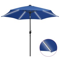 Parasol with LED Lights and Aluminium Pole 300 cm Azure Blue