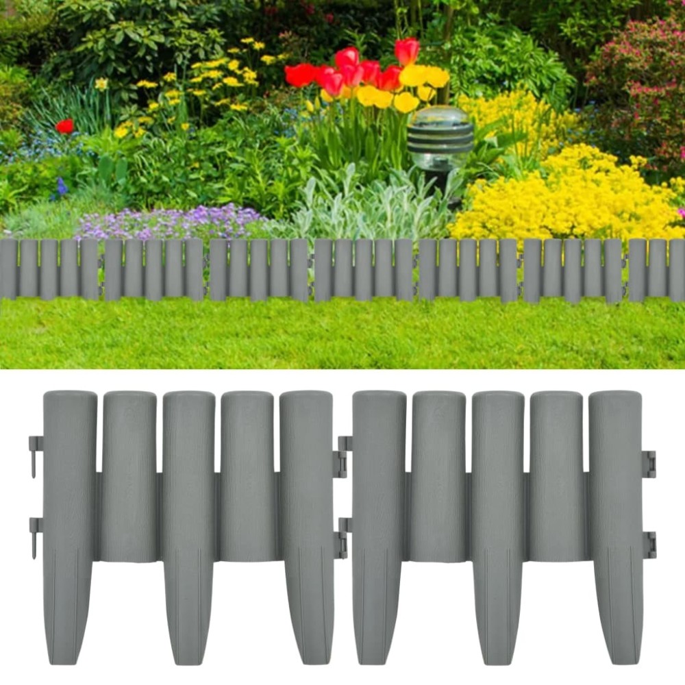 Lawn Edgings 36 pcs Anthracite 10 m PP