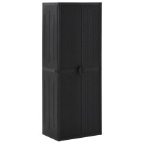 Garden Storage Cabinet Grey 65x45x88 cm PP Rattan