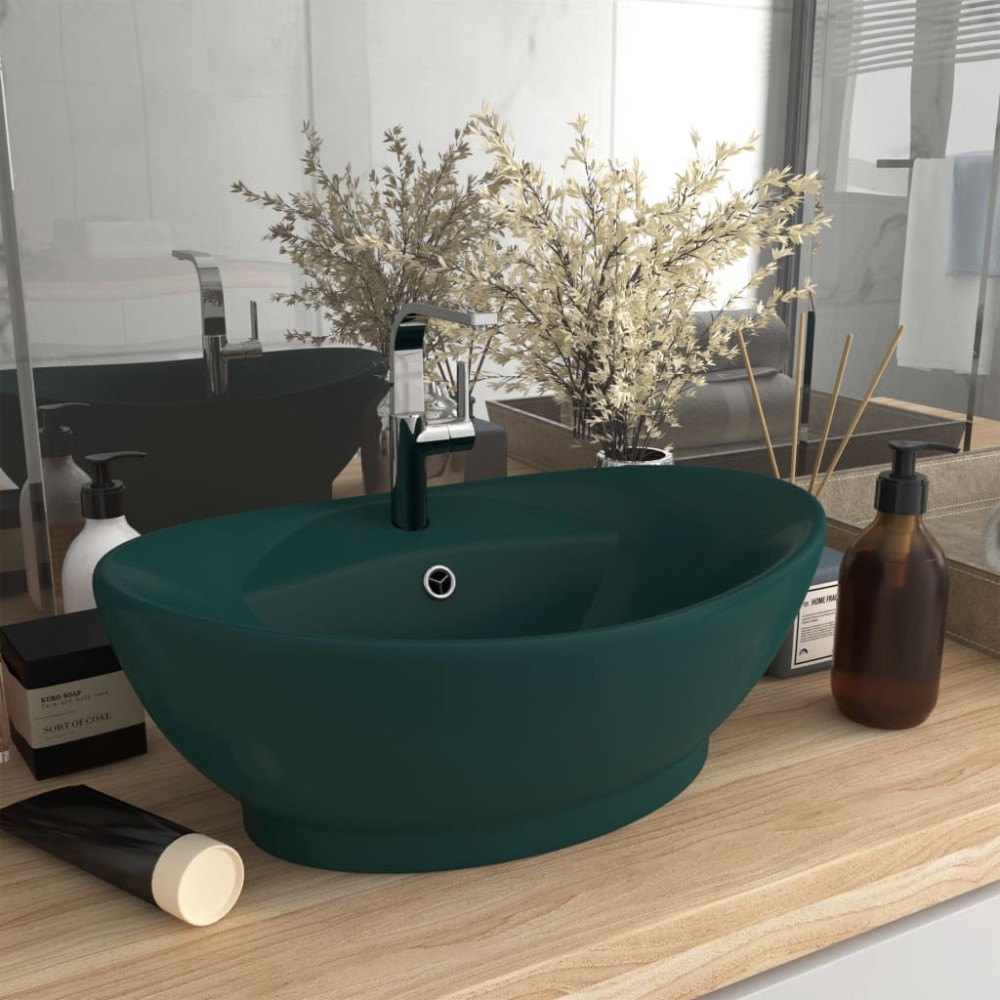 Luxury Basin Overflow Oval Matt Light Green 58.5x39 cm Ceramic