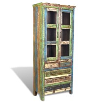 Reclaimed Wood Bookshelf Bookcase 5 Drawers & 2 Doors