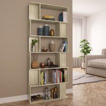 Book Cabinet/Room Divider White and Sonoma Oak 80x24x192 cm Engineered Wood