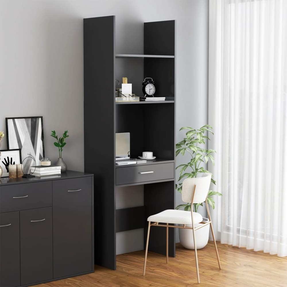 Book Cabinet Concrete Grey 60x35x180 cm Engineered Wood