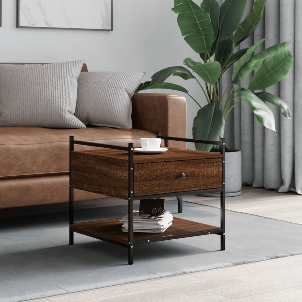 Coffee Table Smoked Oak 50x50x50 cm Engineered Wood