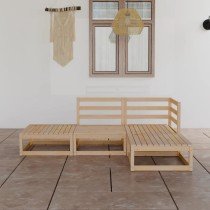 4 Piece Garden Lounge Set Honey Brown Solid Wood Pine