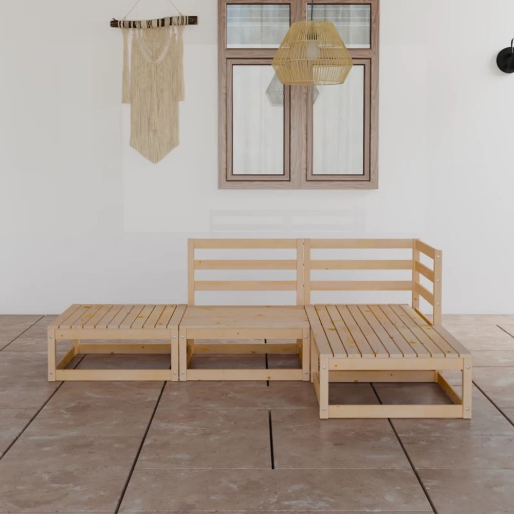 4 Piece Garden Lounge Set Honey Brown Solid Wood Pine