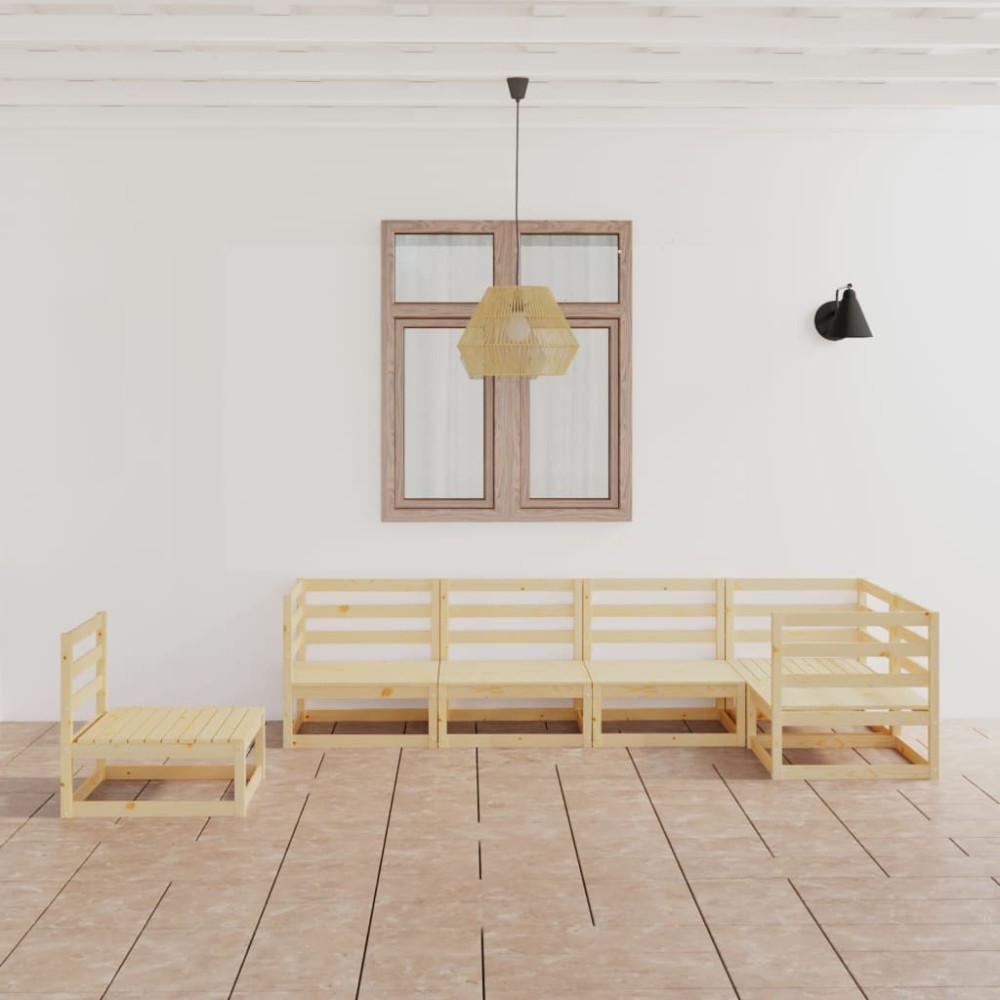 6-tlg. Garten-Lounge-Set Honigbraun Massivholz Kiefer