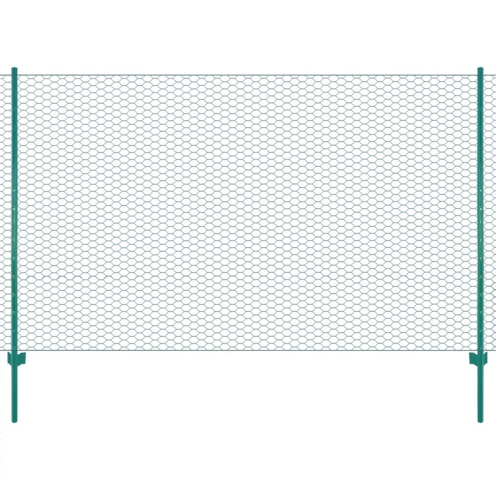 Wire Mesh Fence with Posts Steel 25x0.75 m Green