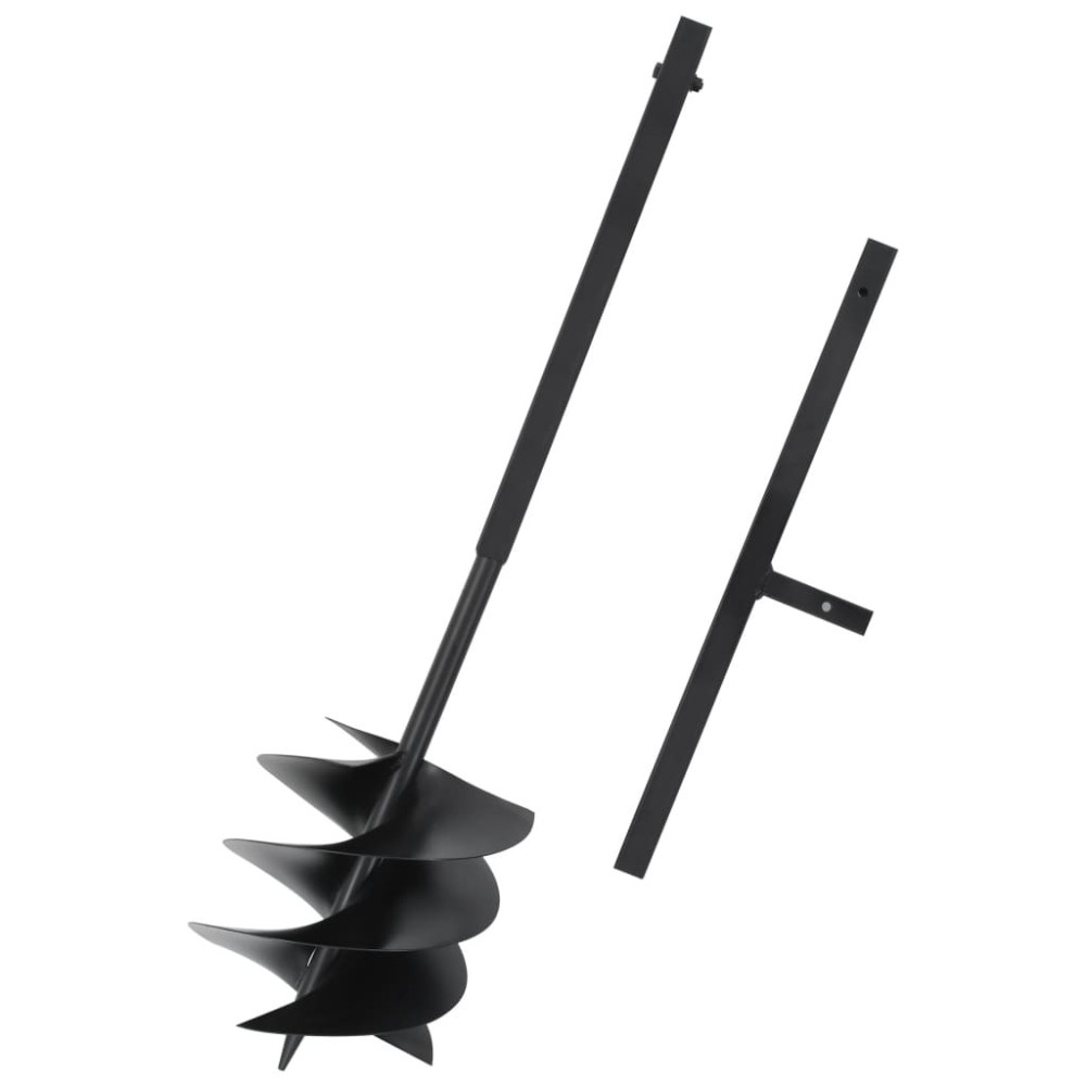 Ground Drill with Handle Auger Bit 80 mm Double Spirals Steel Black