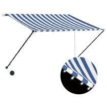 Retractable Awning with LED 150x150 cm Blue and White