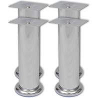 4 Round Sofa Legs Chrome 60 mm