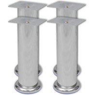 4 Round Sofa Legs Chrome 60 mm
