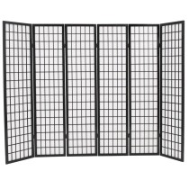 Folding 3-Panel Room Divider Japanese Style 120x170 cm Black