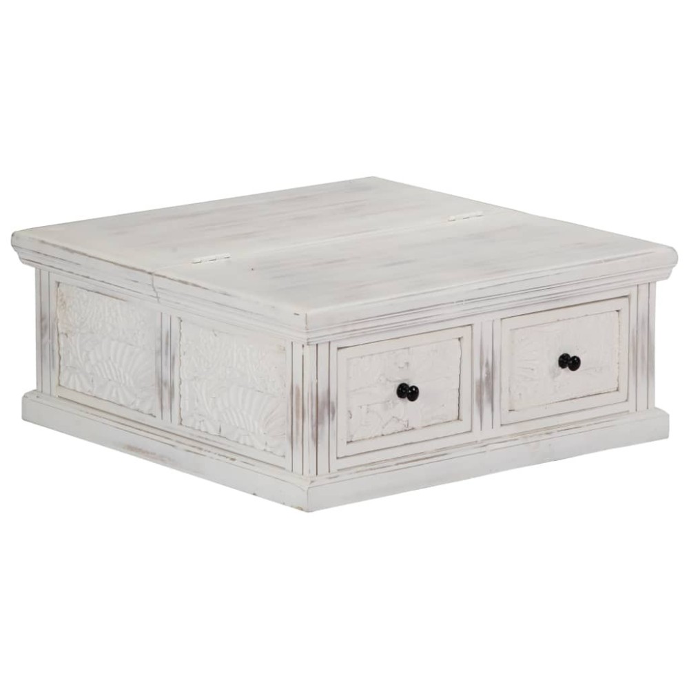 Coffee Table White 70x70x30 cm Solid Mango Wood