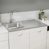 Spüle mit Abtropffläche Set Silbern 1000x500x155 mm Edelstahl