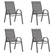 Stackable Garden Chairs 2 pcs Brown Textilene Fabric