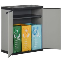 Garden Waste Cabinet Grey and Black 68x40x85 cm PP