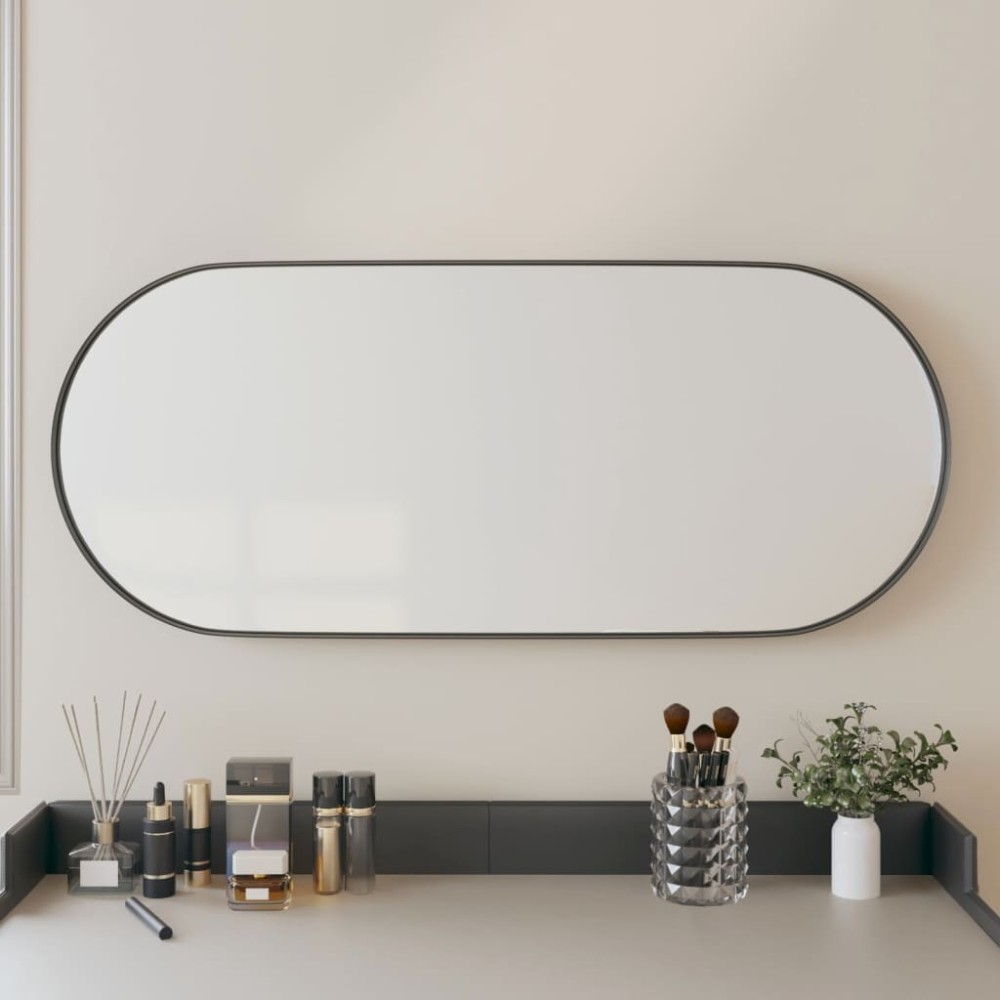 Wall-mounted Mirror Black 35x80 cm Oval