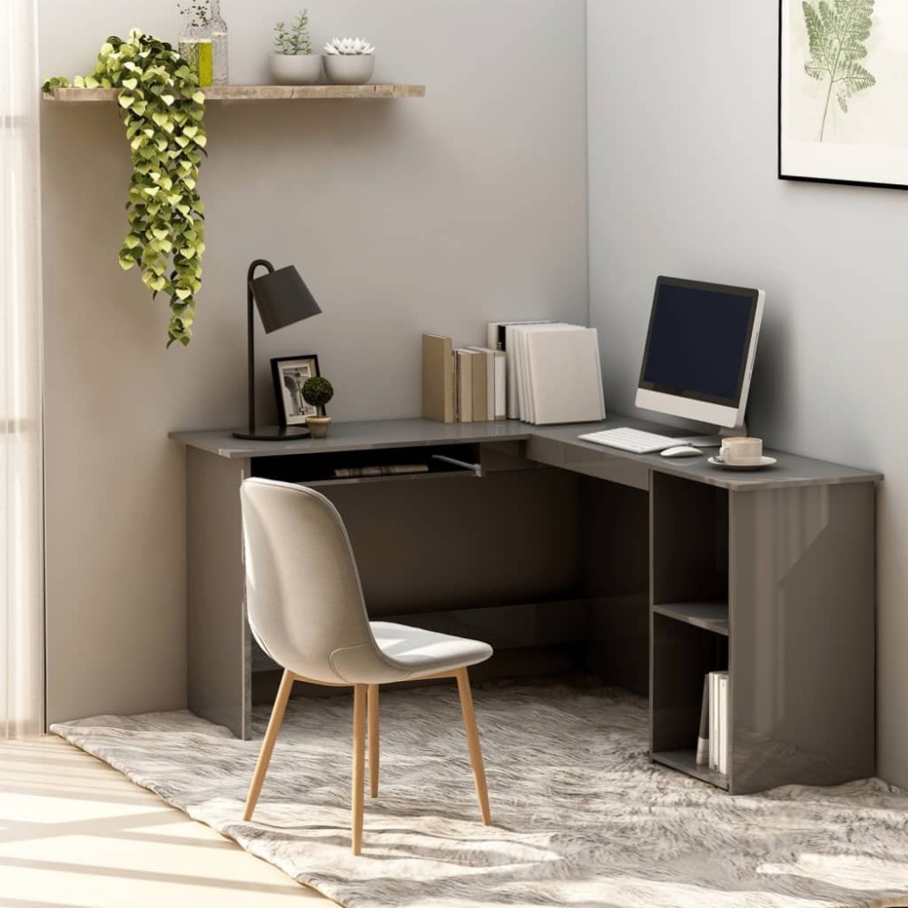 L-Shaped Corner Desk Grey 120x140x75 cm Engineered Wood