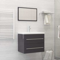 2 Piece Bathroom Furniture Set White and Sonoma Oak Engineered Wood
