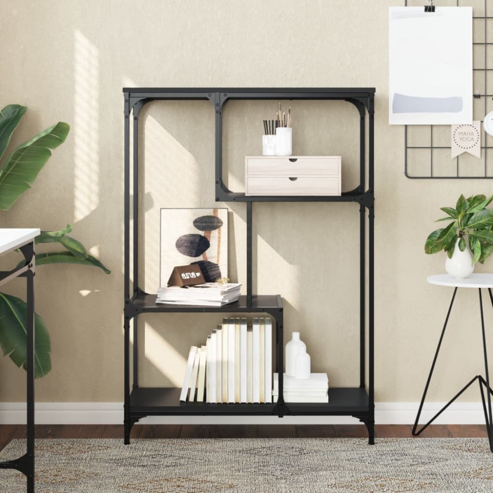 Bookshelf Brown Oak 81x36x115 cm Engineered Wood and Steel