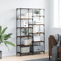 Bookshelf Brown Oak 100x32x170 cm Engineered Wood and Iron