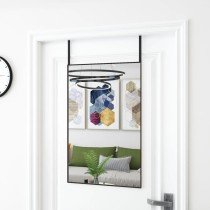 Türspiegel Schwarz 30x100 cm Glas und Aluminium