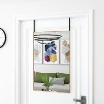 Türspiegel Schwarz 30x100 cm Glas und Aluminium