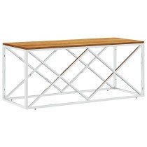 Coffee Table Stainless Steel and Solid Wood Acacia