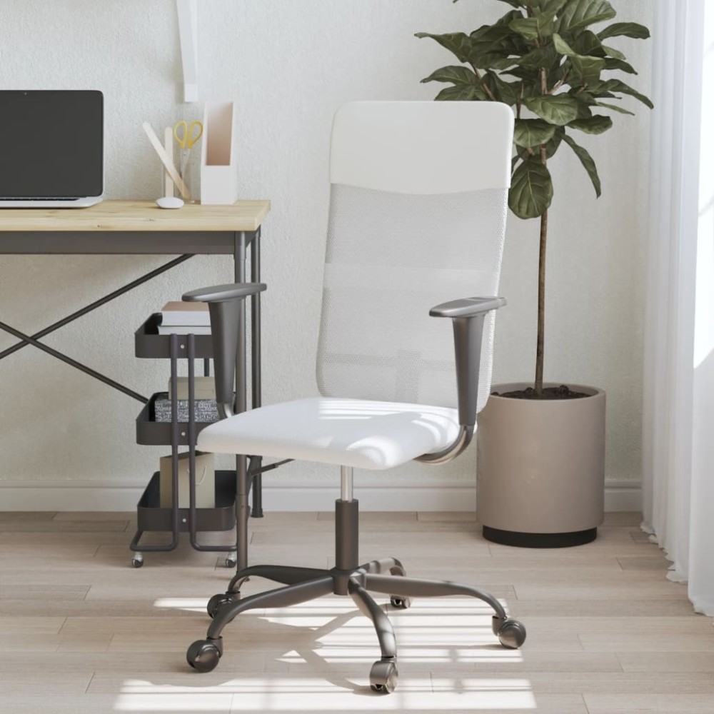 Office Chair Height Adjustable Black Mesh Fabric and Faux Leather