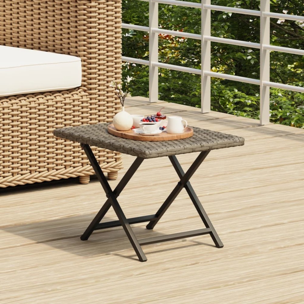 Folding Table Brown 45x35x32 cm Poly Rattan