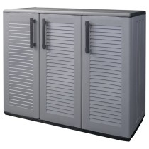 Garden Storage Cabinet Grey and Black 102x37x84 cm PP
