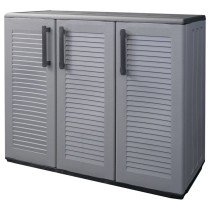 Garden Storage Cabinet Grey and Black 102x37x84 cm PP