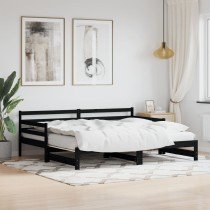 Tagesbett Ausziehbar Weiß 90x200 cm Massivholz Kiefer